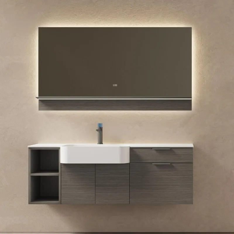 Gray wood grain bathroom cabinet countertop stone bathroom washbasin Storage cabinet bathroom vanity