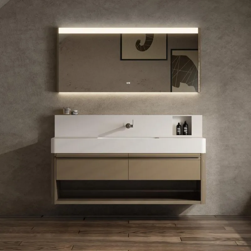 High-end custom brown bathroom countertop stone bathroom washbasin storage cabinet bathroom vanity