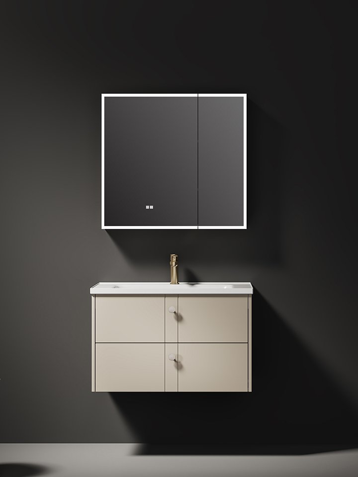 Khaki colored style piano-style shower panel ceramic integrated bathtub master bedroom bathroom cabinet