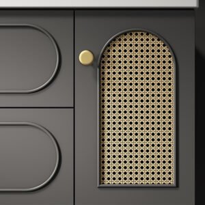 Alternative view of Modern Design New Arrival Rattan Doors Bathroom Vanities Wall Mounted with Smart LED Mirror Cabinet