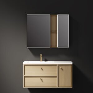 Modern Luxury Bathroom Vanity Light Cabinet Minimalist Simple Crisp Design Wooden Finish Wall Mounted Clean Comfortable