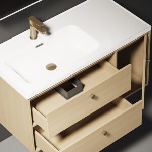 Alternative view of Modern Luxury Bathroom Vanity Light Cabinet Minimalist Simple Crisp Design Wooden Finish Wall Mounted Clean Comfortable