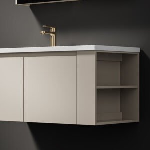 Alternative view of Modern Luxury Wall-Mounted Aluminum Alloy Bathroom Vanity High-Temperature Ceramic Integrated Wash Basin Two Storage Farmhouse