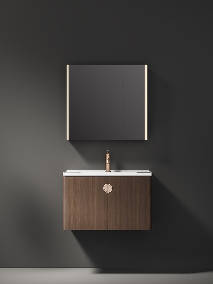 Retro Style Wall-mounted Stainless Steel Cabinet Vanity Mirror Cabinet With Light Large-capacity Storage Cabinet for Hotel