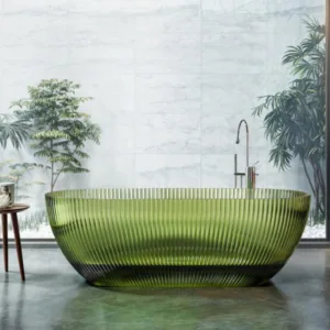 Colorful Transparent Resin Bathtubs Soaking Artificial Stone Freestanding Whirlpool Bathtub