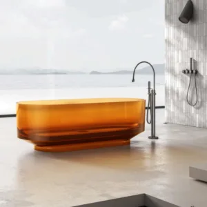 Hot Sale Freestanding Resin Bathtub Pure Soaking Transparent Stone Bathtub Resin Bathtubs