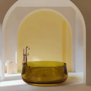 Customized High-End Clear Transparent Resin Freestanding Bath Tub Modern Artificial Stone Soaking Bathtubs for Bathroom