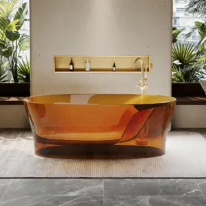 Factory Price Luxury Style Transparent Resin Oval Bathtubs Crystal Stone Freestanding Bath Tub Soaking for Hotel