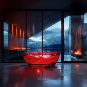 Elegant Amber-Style Resin Soaking Bathtubs with Portable Freestanding Design