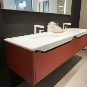 Alternative view of Bathroom vanity Wine Red Bathroom Cabinet Luxury Natural Stone Countertop China Factory Wholesaler