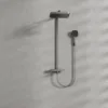 Classic Square Bathroom Shower Set with Huge Granite Commodity Shelf Function