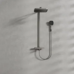 Classic Square Bathroom Shower Set with Huge Granite Commodity Shelf Function