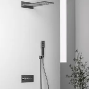 Classic Stainless Steel Waterfall Shower Ceiling with Thermostatic Faucets and Jet Soft Rain & Massage Spray Patterns