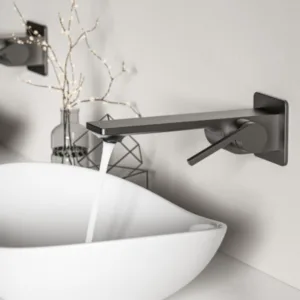 For High Quality Contemporary Brass Wall-Mounted Basin Taps 1 Handle Polished Surface Durable Design Ceramic Valve Core
