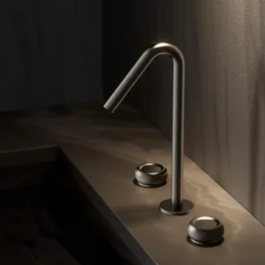 Modern Gold Stainless Steel Deck Mounted Basin Tap Single Handle Hot Cold Water Sink Mixer Dual Hole Ceramic Valve Core