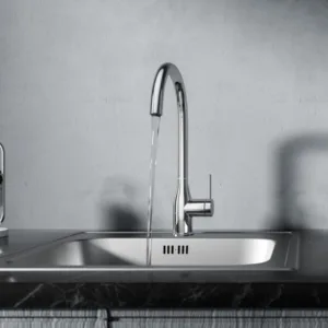 Modern Stainless Steel Tap Single Handle Ceramic Kitchen Faucet with Pull Down Sprayer 360 Degrees Rotating