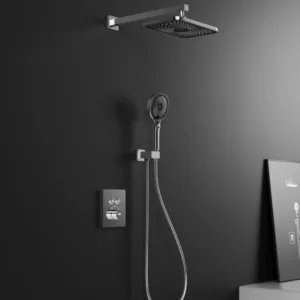 Shower Bath Mixer Brass Wall Mounted Hot Cold Shower System Concealed Rainfall Shower Faucet Set for Hotel