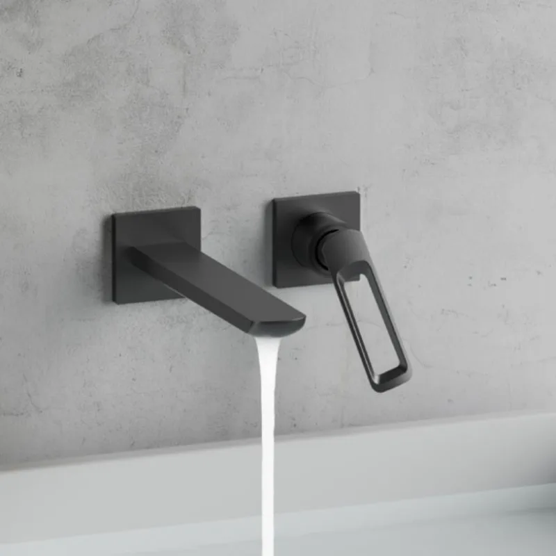 Wall mounted square design hot cold water wash basin faucet bathroom tap